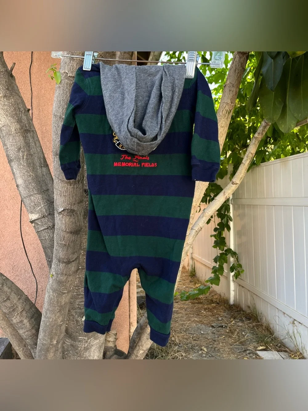 Polo Ralph Lauren Baby Rugby Stripe Hooded Romper 6M .